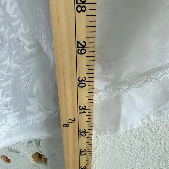 Vtg 90s Slip Dress White Jacquard Bridal Lingerie Romantic Lace Coquette Women S - Picture 8 of 8